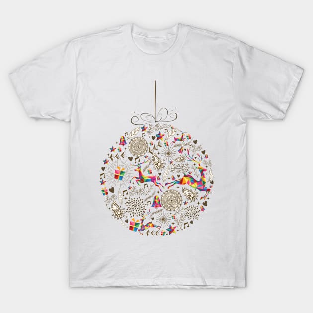 Rainbow Fractal Deer Christmas Ornament T-Shirt by SandiTyche